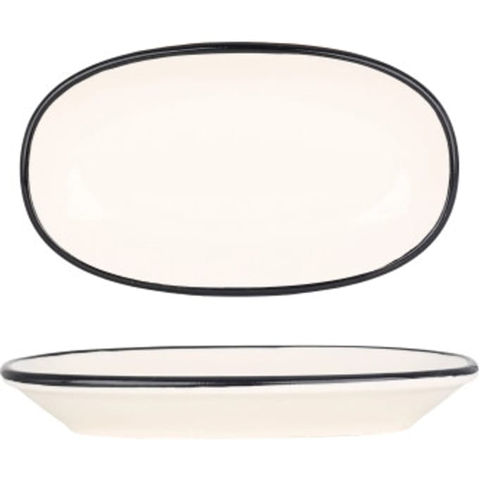 Bonna Serveerschaal - Linea Black - Porselein - 19x11 cm - set van 2