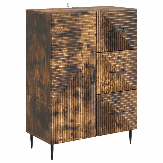 vidaXL - Dressoir - Gerookt - eiken - 66 - x - 34,5 - x - 89,5 - cm - Bewerkt - hout