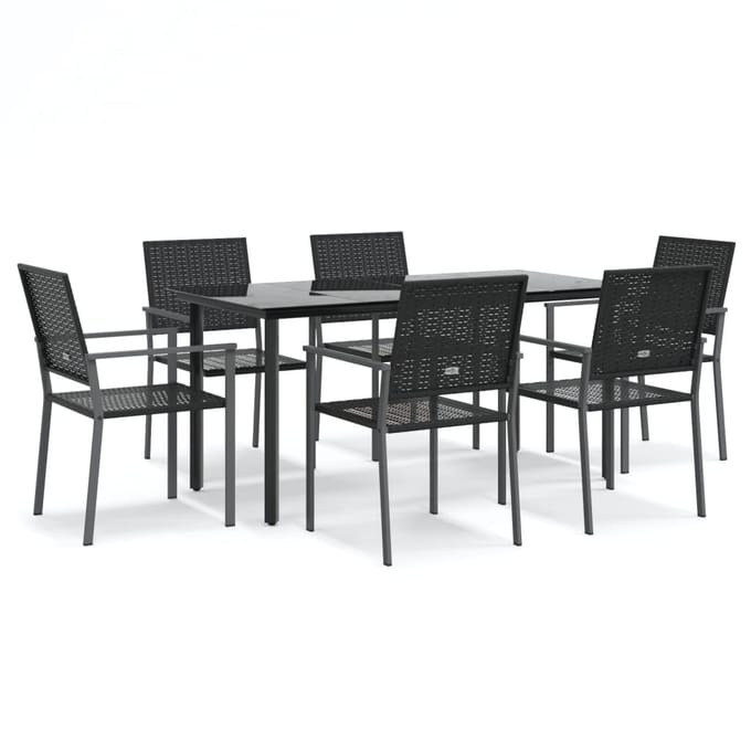 vidaXL - 7-delige - Tuinset - poly - rattan - en - staal