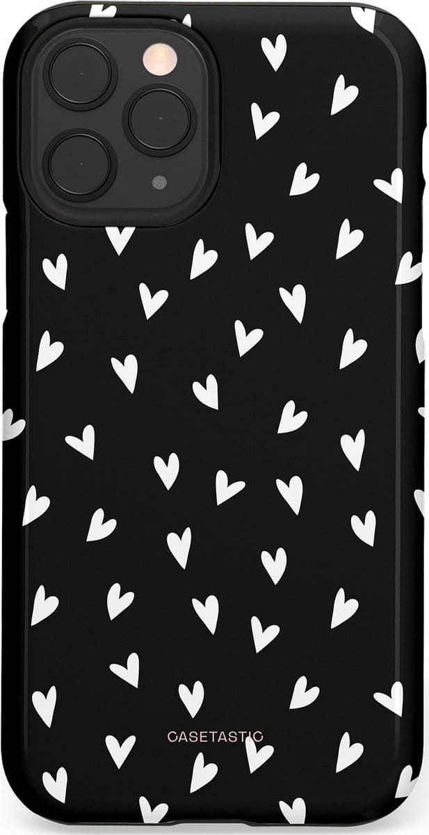 Casetastic hoesje geschikt voor Apple iPhone 11 Pro - Dubbellaagse bescherming - Stippen Hart - Fashion Case - Zwart Grijs
