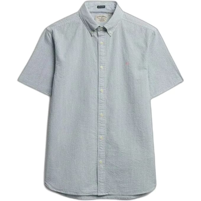 Superdry Classic Seersucker Overhemd Met Korte Mouwen Grijs 3XL Man