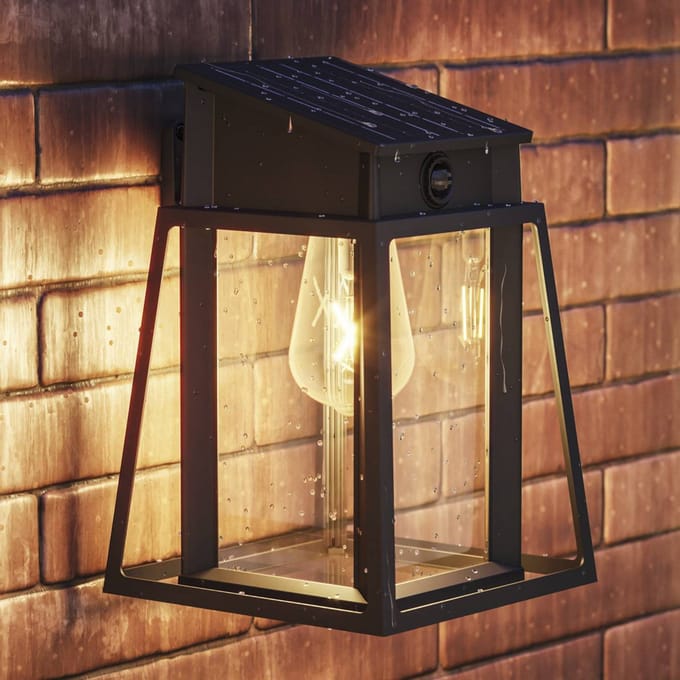 Philips Lysin Wandlamp - UltraEfficient LED - Solar buitenlamp - Warmwit licht 2700K - Zwart - Rechthoekig ontwerp - Bewegingssensor - Zonne-energie - Schemersensor