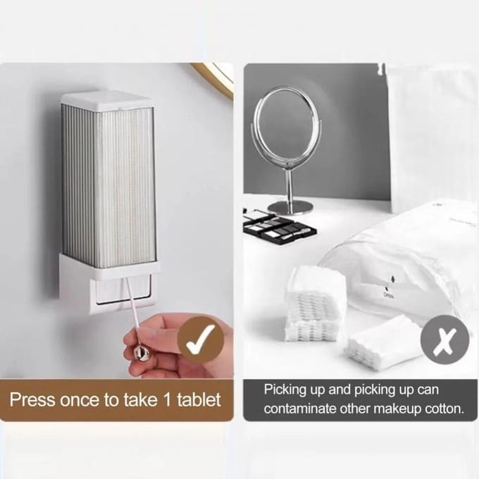 Boîte de rangement de coton de maquillage, 1 ensemble, Installation facile, distributeur de coton mural peu encombrant pour salle de bain à domicile blanc