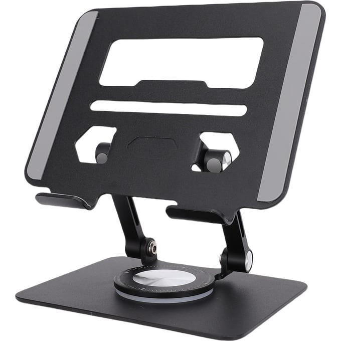Support de Tablette avec Base Rotative à 360 Degrés Support Réglable à Double Tige pour Tablettes de 5,8 à 12,9 Pouces noir