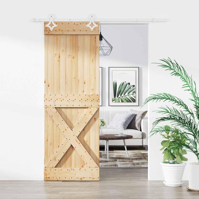 vidaXL - Schuifdeur - 80 - x - 210 - cm - Massief - Pine - Hout - (Onbehandeld)