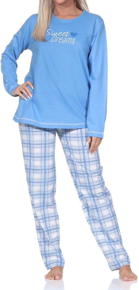 Normann damespyjama met geruite jersey pyjamabroek - ook in grote maten