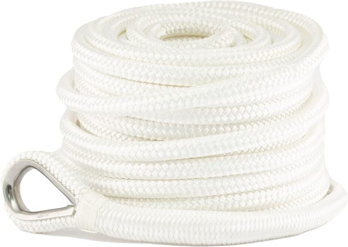 Hollex 20 meter witte loodverzwaarde Ankerlijn Ø10mm