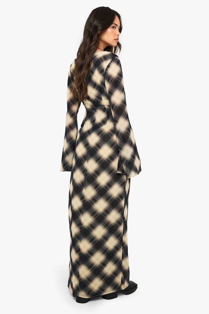 boohoo Dames Bekijk Chiffon Plunge Maxi Jurk | Navy | Maat: 6