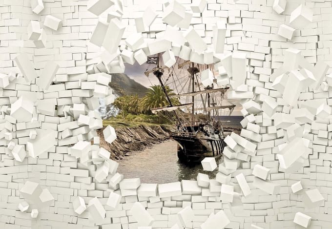 Fotobehang Ship Brick | XL - 208cm x 146cm | 130g/m2 Vlies