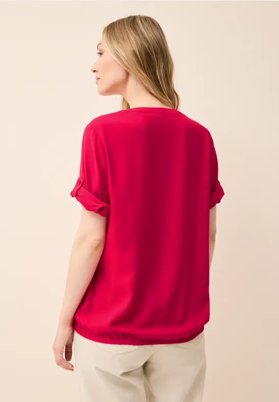 Blouse van viscose met gespleten hals