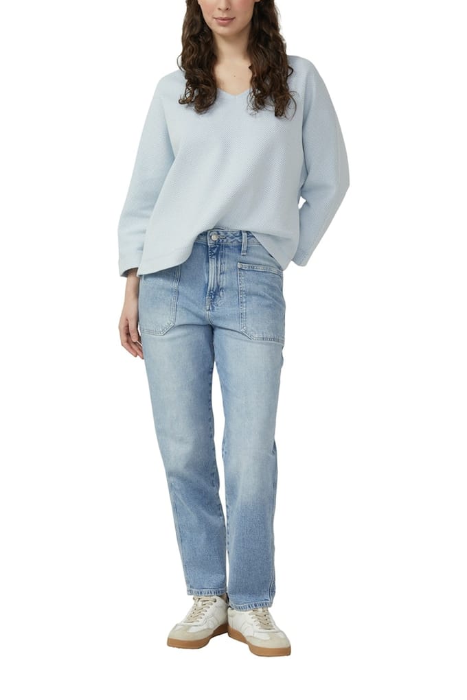 Dames Sweatshirt van zacht jersey met V-hals en gestructureerd patroon s.Oliver