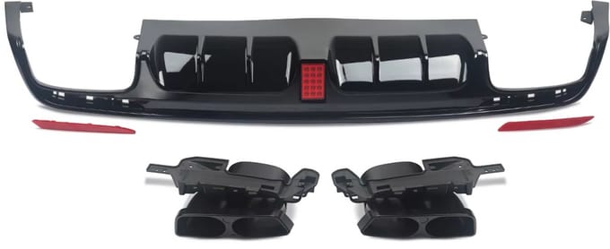 Achterbumper - Voor Mercedes S-Klasse W222 2013-2017 - Auto accessoires - Diffuser - Gloss Zwart - AMG lijn
