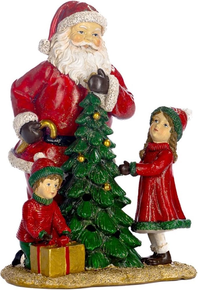 Goodwill Kerstman met Kinderen LED verlichting Rood-Groen 19.5 cm