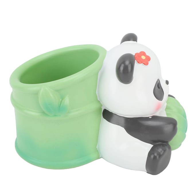 Panda Bamboe Pennenhouder Schattige Vorm Grote Capaciteit Hars Multifunctionele Pen Potlood Houder voor Thuis beige