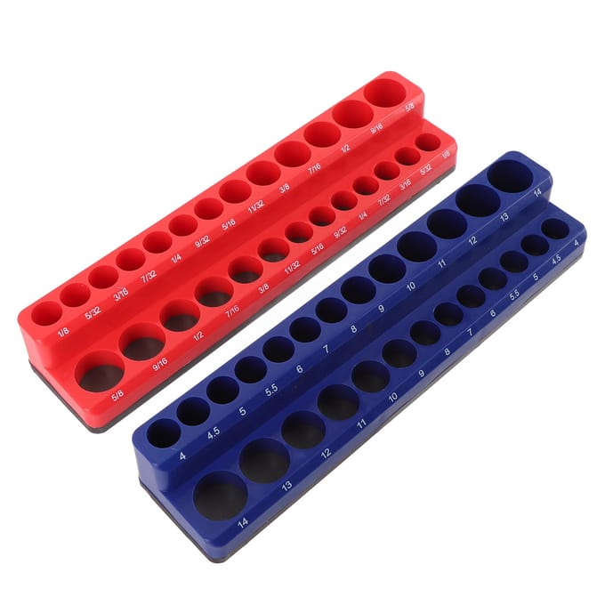 Organisateur de douilles magnétique 14 pouces Porte-douilles métriques et SAE Plateau organisateur de douilles portable pour red
