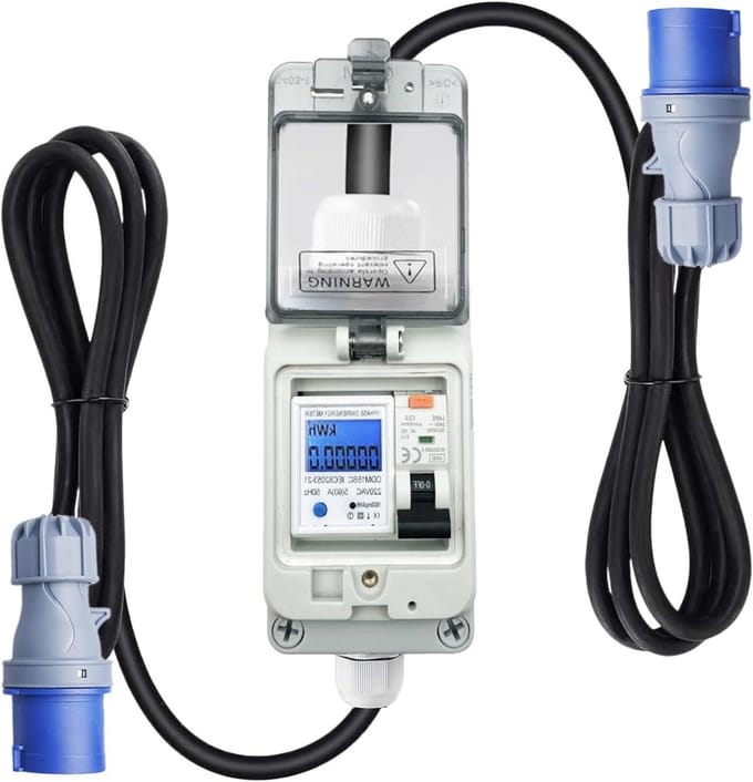 Digitale Stroommeter - Energie Verbruiksmeter - Stroom Meten - Met Aardlekschakelaar - 3 Meter Kabel - Wit