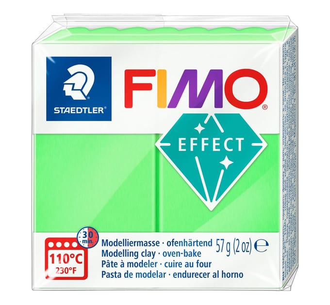 FIMO effect ovenhardende boetseerklei standaard blokje 57 g - neon groen
