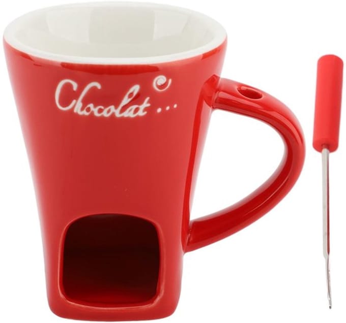 Keramische chocolademol voor fondue, rood, Zeynomax