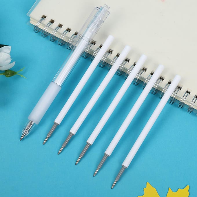Recharges d'encre gel pour stylos à clic rétractables Écriture fluide Séchage rapide Corps blanc Haut volume pour white