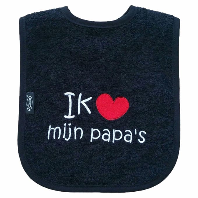 Zwarte slab met de tekst: "Ik hou van mijn papa's"