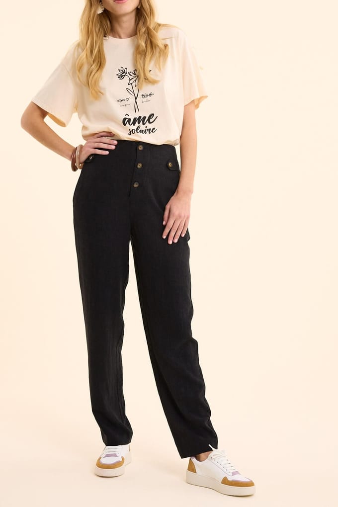 ICode Black Cotton Linen Suit Pants Black Taglia: 34 | Pantaloni da completo Outlet | Donna | Bianco