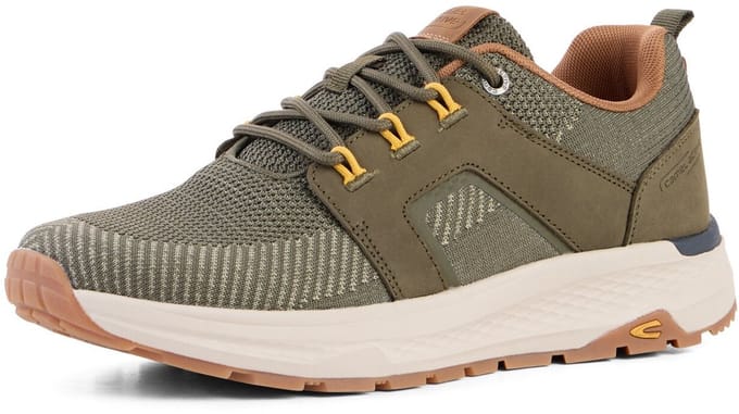 camel active Sneaker van leer en textiel - Maat menswear-43 - olijfgroen