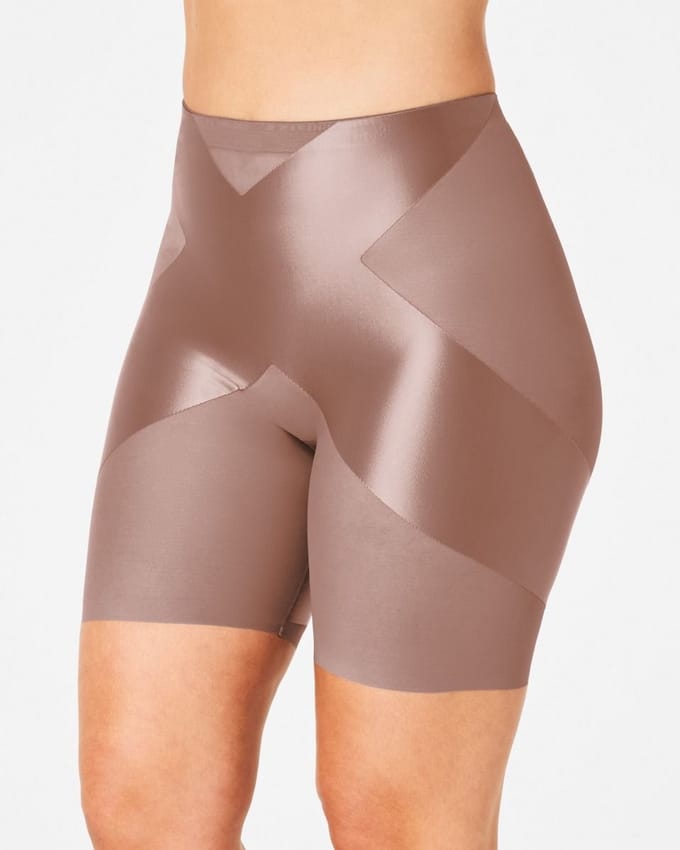Spanx Satin-X™ Mid-Thigh Short | Kleur Dark Nude / Cafe au Lait I Maat XL