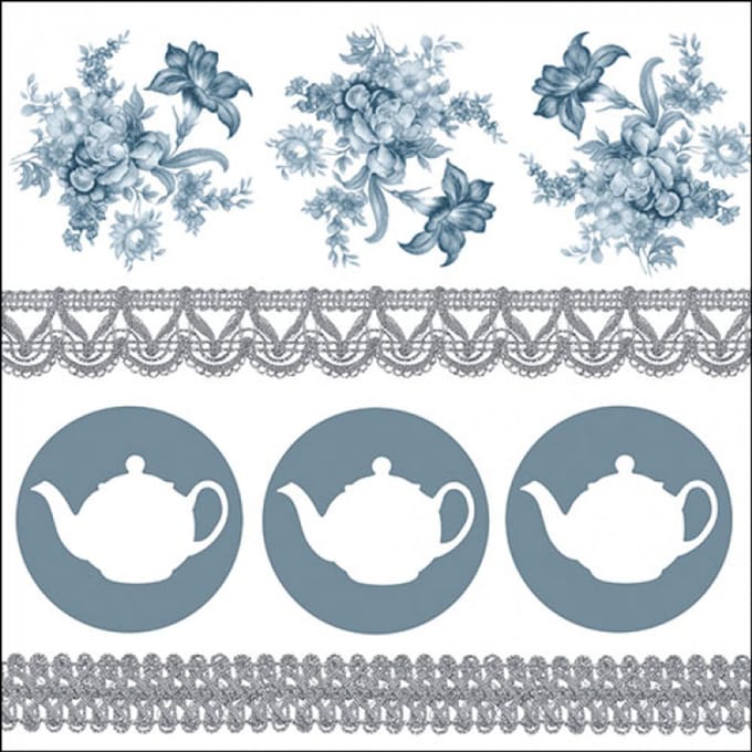 Servetten 20pcs / 33 x 33cm, Teapots Blue