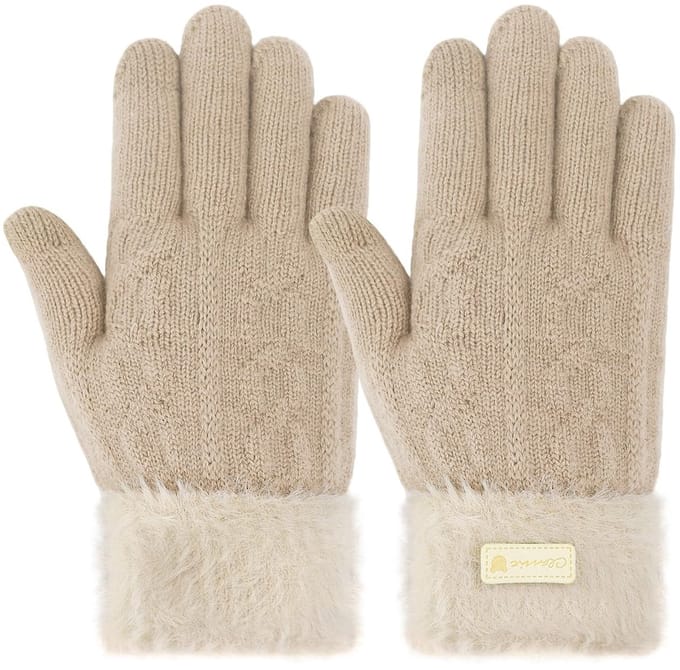 Dailygoods- Winterhandschoenen Dames - Warme Gebreide Handschoenen - Touchscreen - Pluche Manchetten - Polyester - 1 Paar