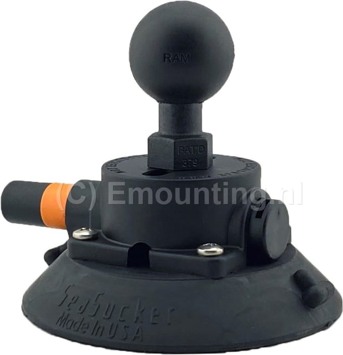 4.5" zuignap met vacuumpompje en RAM Mounts C-kogel