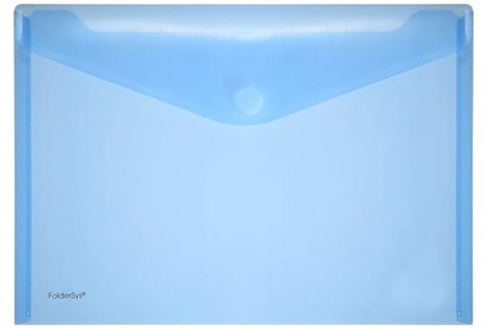 Enveloptas Foldersys A4 PP dwars transp blauw A4 Velcro Envelop Blauw