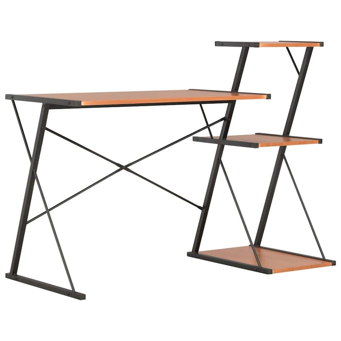vidaXL - Bureau - met - schap - 116x50x93 - cm - zwart - en - bruin