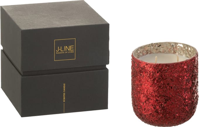 J-Line geurkaars Luxuria - Berry Bliss - glas - rood - small - 40U
