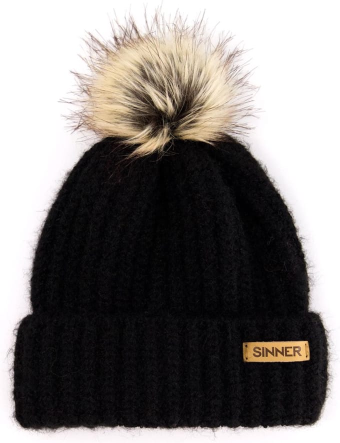 Sinner Mossy Beanie Muts Met Pom - Black