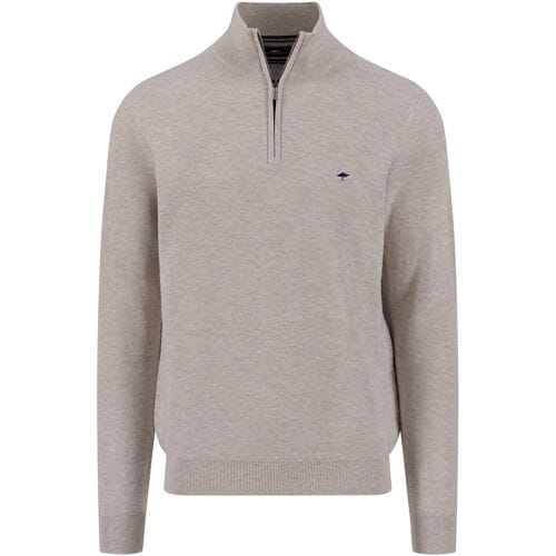 Fynch-Hatton Trui Troyer Zip Fine Allover Texture Winter White / male