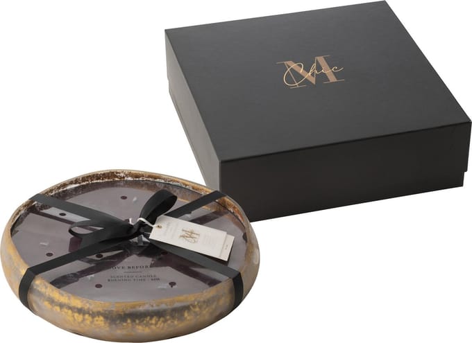 J-Line geurkaars M-Chic - Oud & Amber - glas - goud/zwart - large - 40U