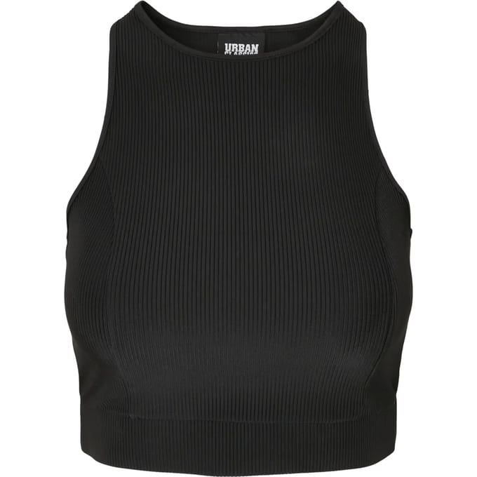 Urban Classics - Shiny Rib Crop top - L - Zwart
