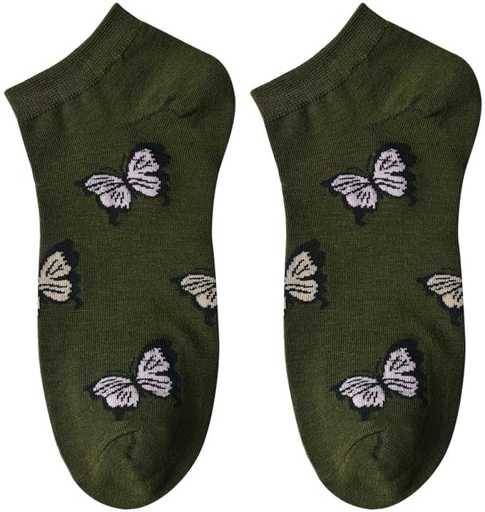 Clayre & Eef Grappige Sokken one size Groen Polyester Vlinders