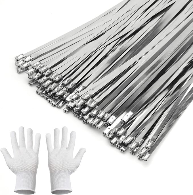 Solidchoice - Set van 100 RVS Kabelbinders 300x4.6mm Zelfvergrendelend