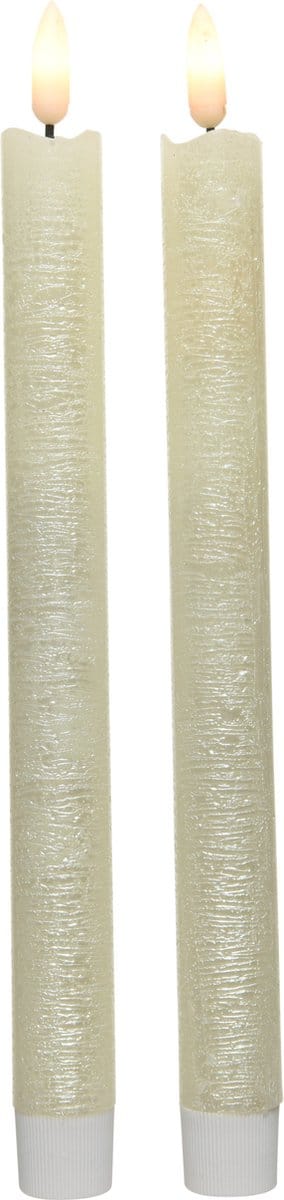 Lumineo Dinerkaarsen - LED - 2x - wit - 24 cm - ledkaarsen