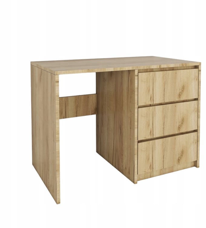 Fernika - Bureau - Drie Lades - Eiken Craft Goud - Zonder Handgrepen