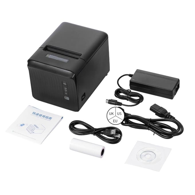 USB Thermische Printer Bonprinter 250mm/s Printsnelheid Max Ondersteuning 80mm Papierbreedte Automatische Snijder UK Plug zwart