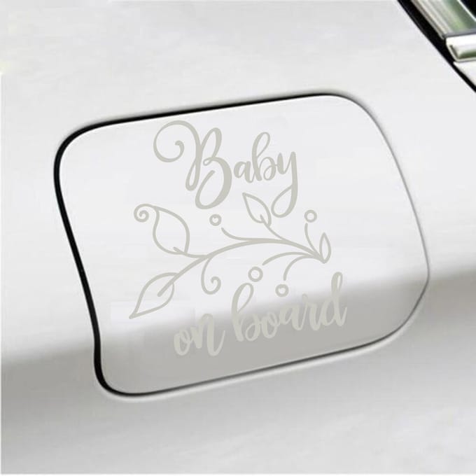 Bumpersticker - Baby On Board - 12,7 X 11,7 - Zilver