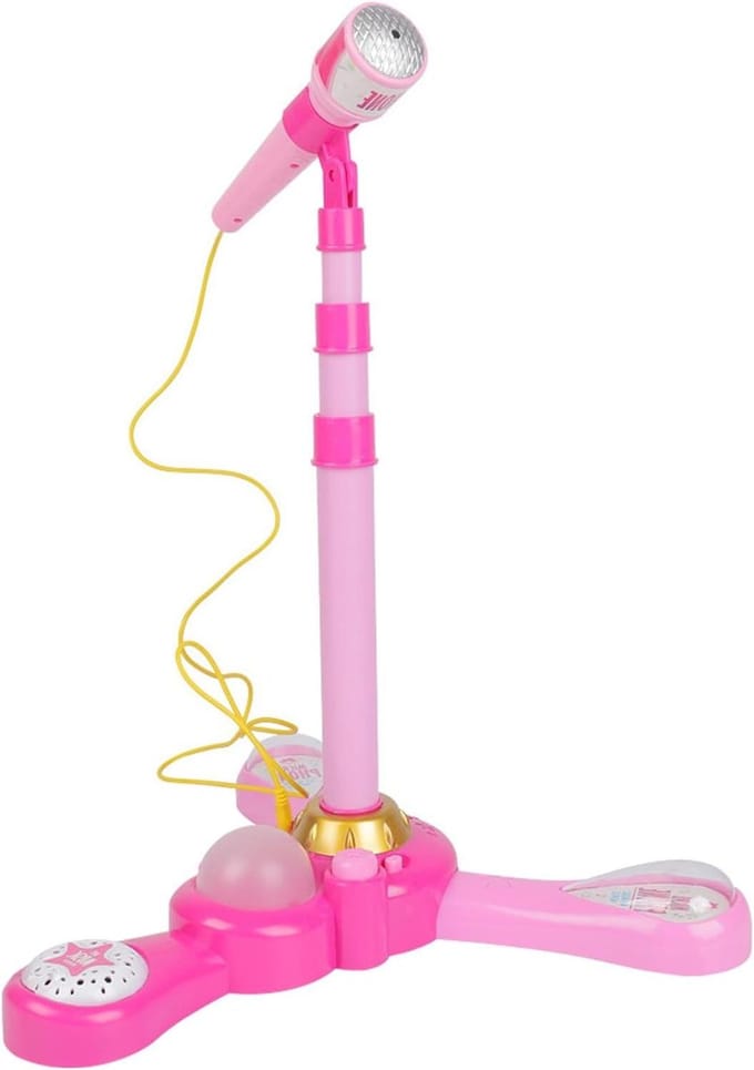 Speelgoedmicrofoon - Kinder microfoon - Muziek maken - Interactief licht - Verstelbaar - Roze