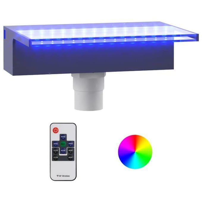 Exclusief Huis - Watervaluitlaat met RGB LED Acryl 30 cm grijs