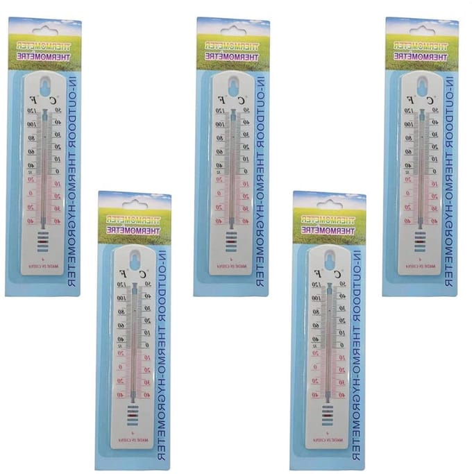 5x Buiten Thermometer - Temperatuurmeter Tuin - Weer Meten - Breed Meetbereik - 19.5 cm - Multicolor