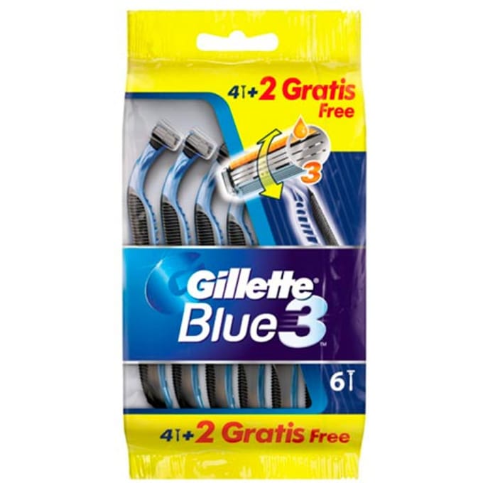 Blue 3 Smooth wegwerpscheermesjes voor mannen 6 stuks