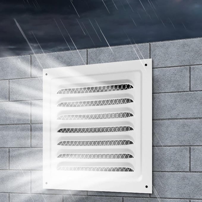 Vierkant Ventilatierooster Wit Aluminium voor Binnen en Buiten - Diverse Maten