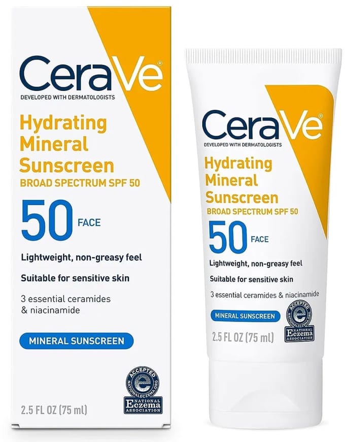 CeraVe Hydraterende minerale zonnebrandcrème SPF 50 gezichtslotion - 75ml - gezichtscrème
