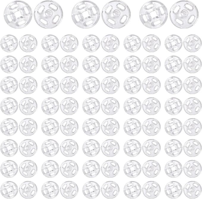 120 Sets Transparante Drukknopen 12 mm - Onzichtbare Snap Knopen voor Kleding, Naaien en DIY Projecten